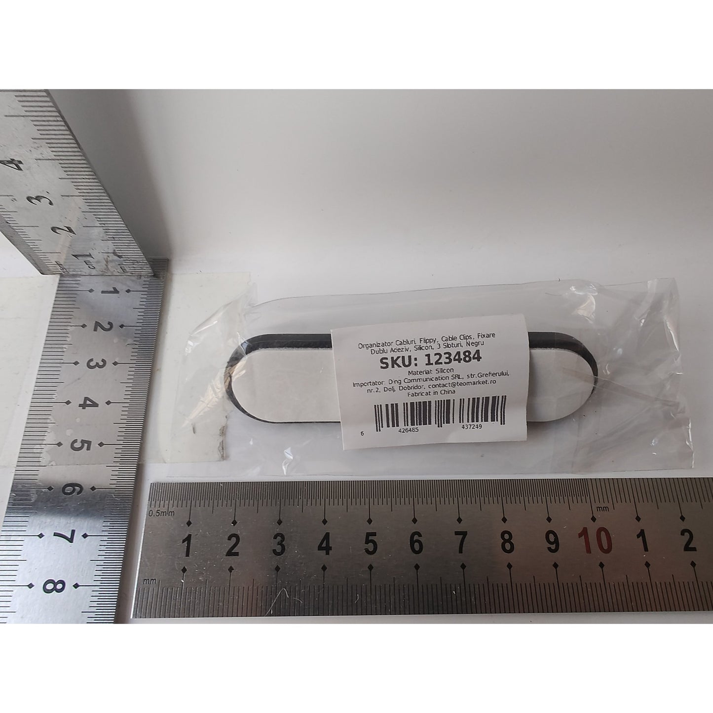 Organizator Cabluri, Flippy, Cable Clips, Fixare Dublu Adeziv, Silicon, 3 Sloturi, Negru-5