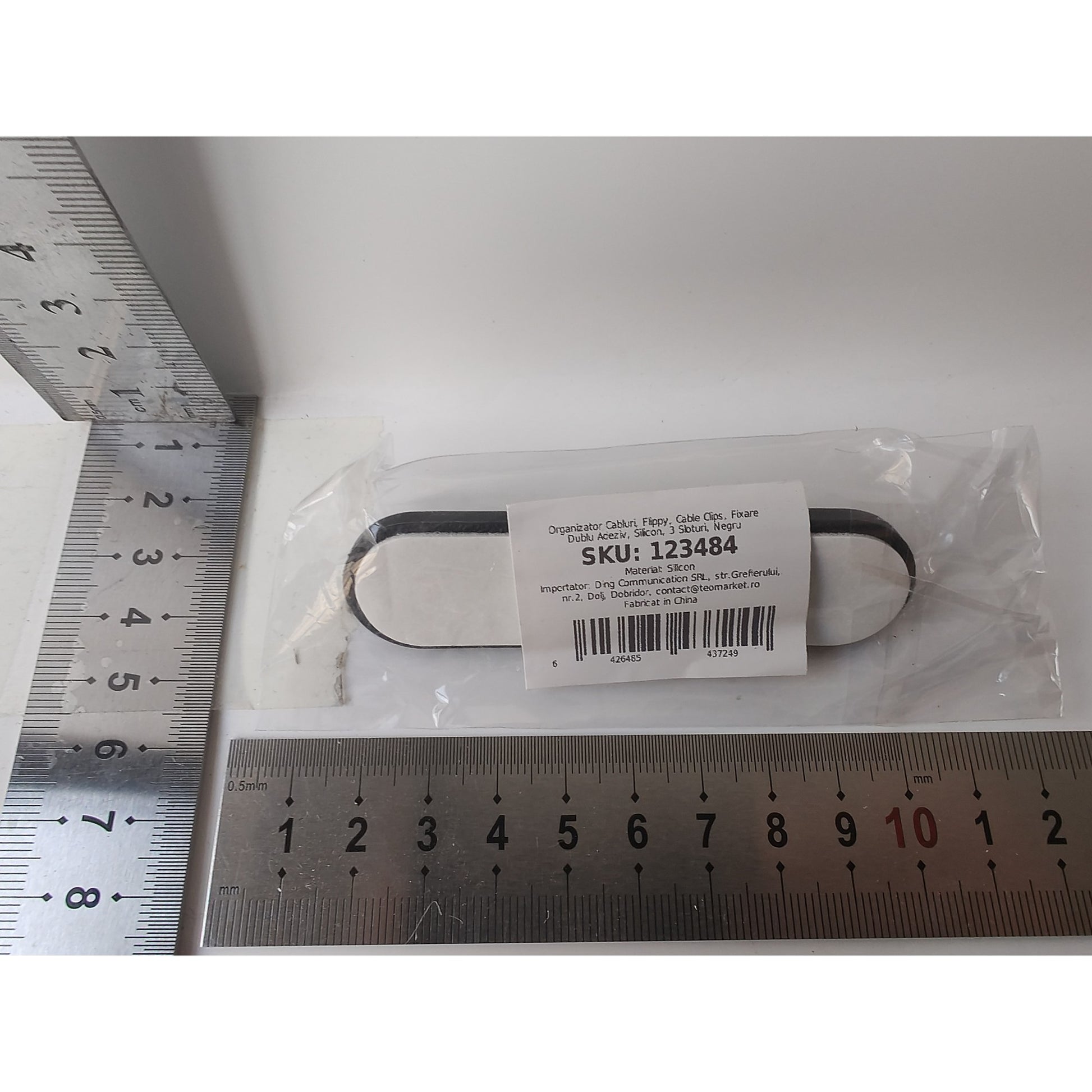 Organizator Cabluri, Flippy, Cable Clips, Fixare Dublu Adeziv, Silicon, 3 Sloturi, Negru-5