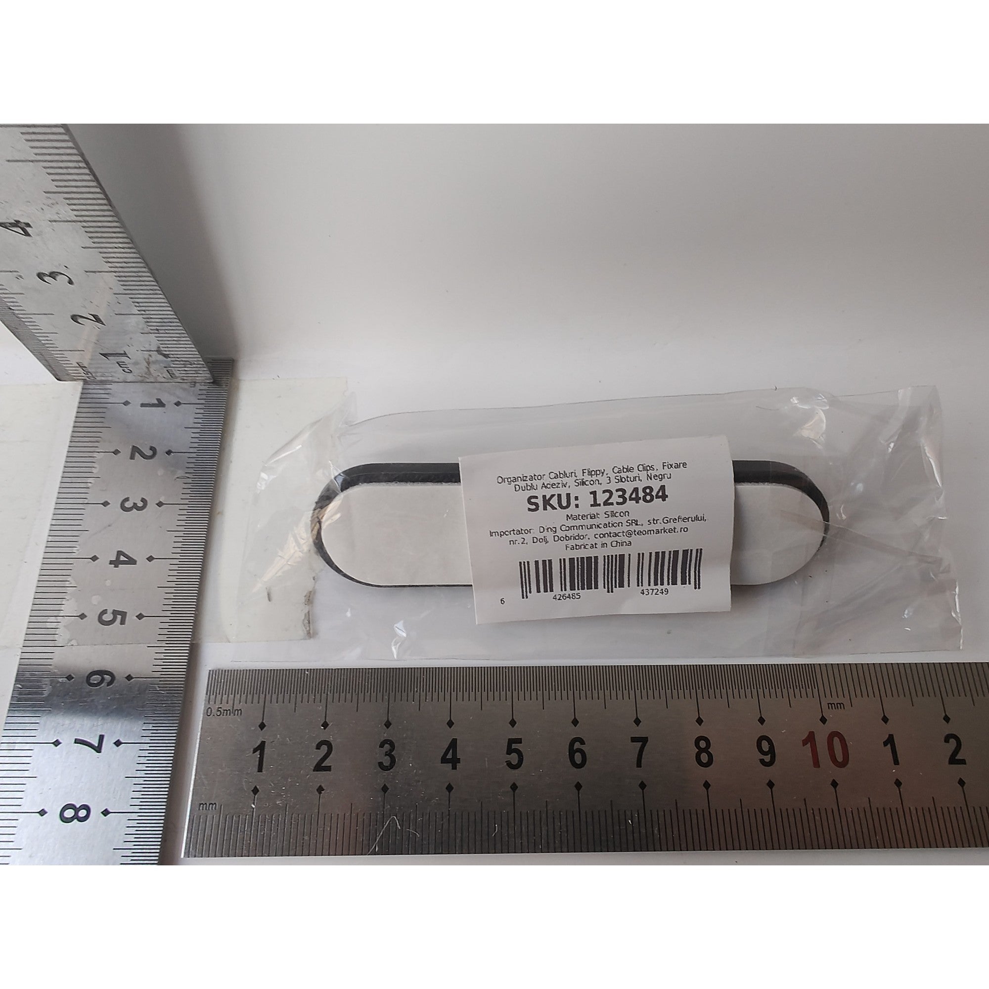 Organizator Cabluri, Flippy, Cable Clips, Fixare Dublu Adeziv, Silicon, 3 Sloturi, Negru-5