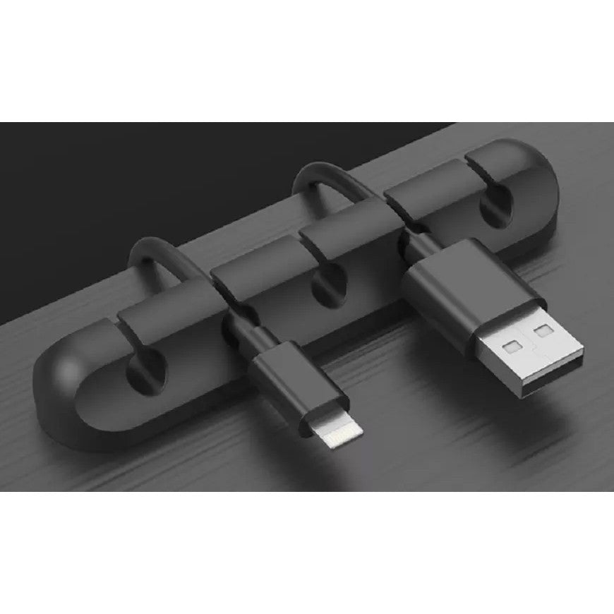 Organizator Cabluri, Flippy, Cable Clips, Fixare Dublu Adeziv, Silicon, 5 Sloturi, Negru-3