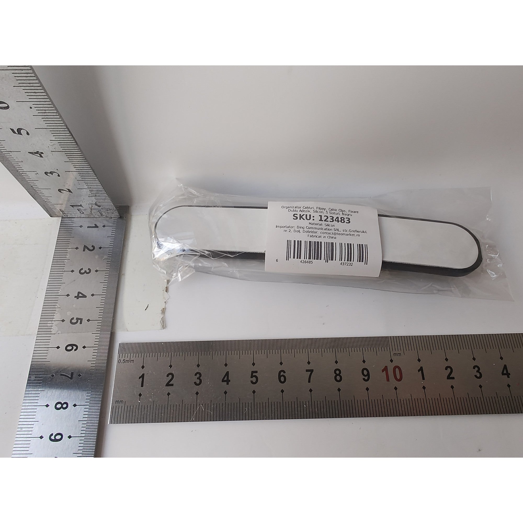 Organizator Cabluri, Flippy, Cable Clips, Fixare Dublu Adeziv, Silicon, 5 Sloturi, Negru-7