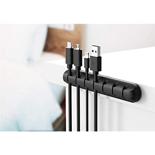 Organizator Cabluri, Flippy, Cable Clips, Fixare Dublu Adeziv, Silicon, 7 Sloturi, Negru-1