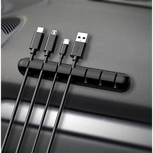 Organizator Cabluri, Flippy, Cable Clips, Fixare Dublu Adeziv, Silicon, 7 Sloturi, Negru-2