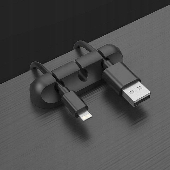 Organizator de Cabluri, Flippy, Autoadeziv, Multifunctional, 3 Locuri de Suport, 6.4x2.2cm, Negru-1