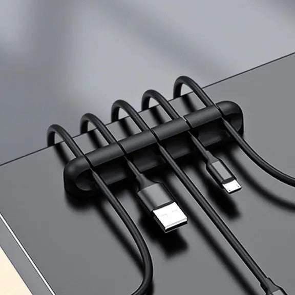 Organizator de Cabluri, Flippy, Autoadeziv, Multifunctional, 5 Locuri de Suport, 9.6x2.2cm, Negru-4