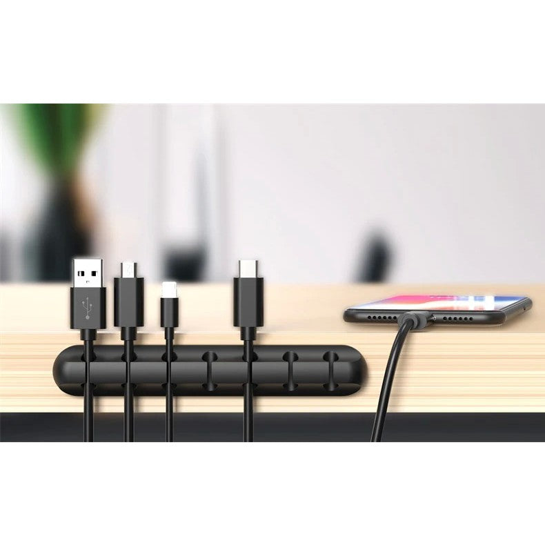 Organizator de Cabluri, Flippy, Autoadeziv, Multifunctional, 7 Locuri de Suport, 11.8x2.2cm, Negru-3