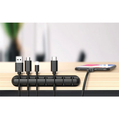Organizator de Cabluri, Flippy, Autoadeziv, Multifunctional, 7 Locuri de Suport, 11.8x2.2cm, Negru-3