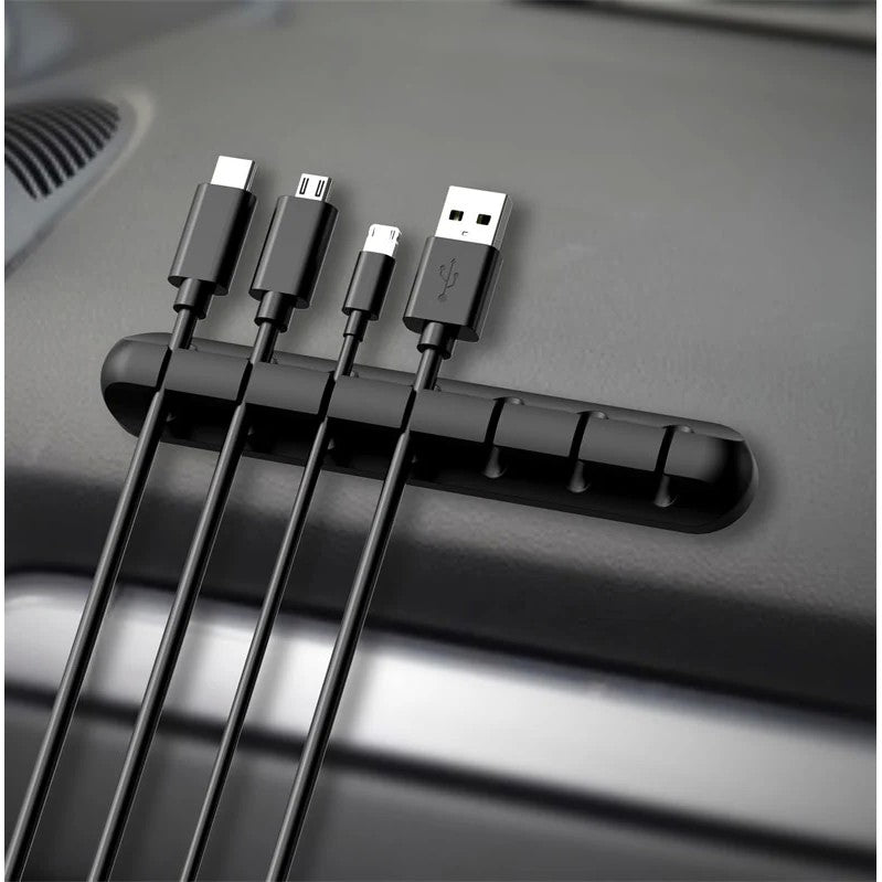Organizator de Cabluri, Flippy, Autoadeziv, Multifunctional, 7 Locuri de Suport, 11.8x2.2cm, Negru-4
