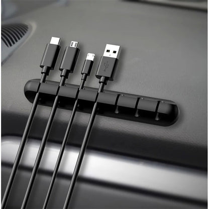 Organizator de Cabluri, Flippy, Autoadeziv, Multifunctional, 7 Locuri de Suport, 11.8x2.2cm, Negru-4