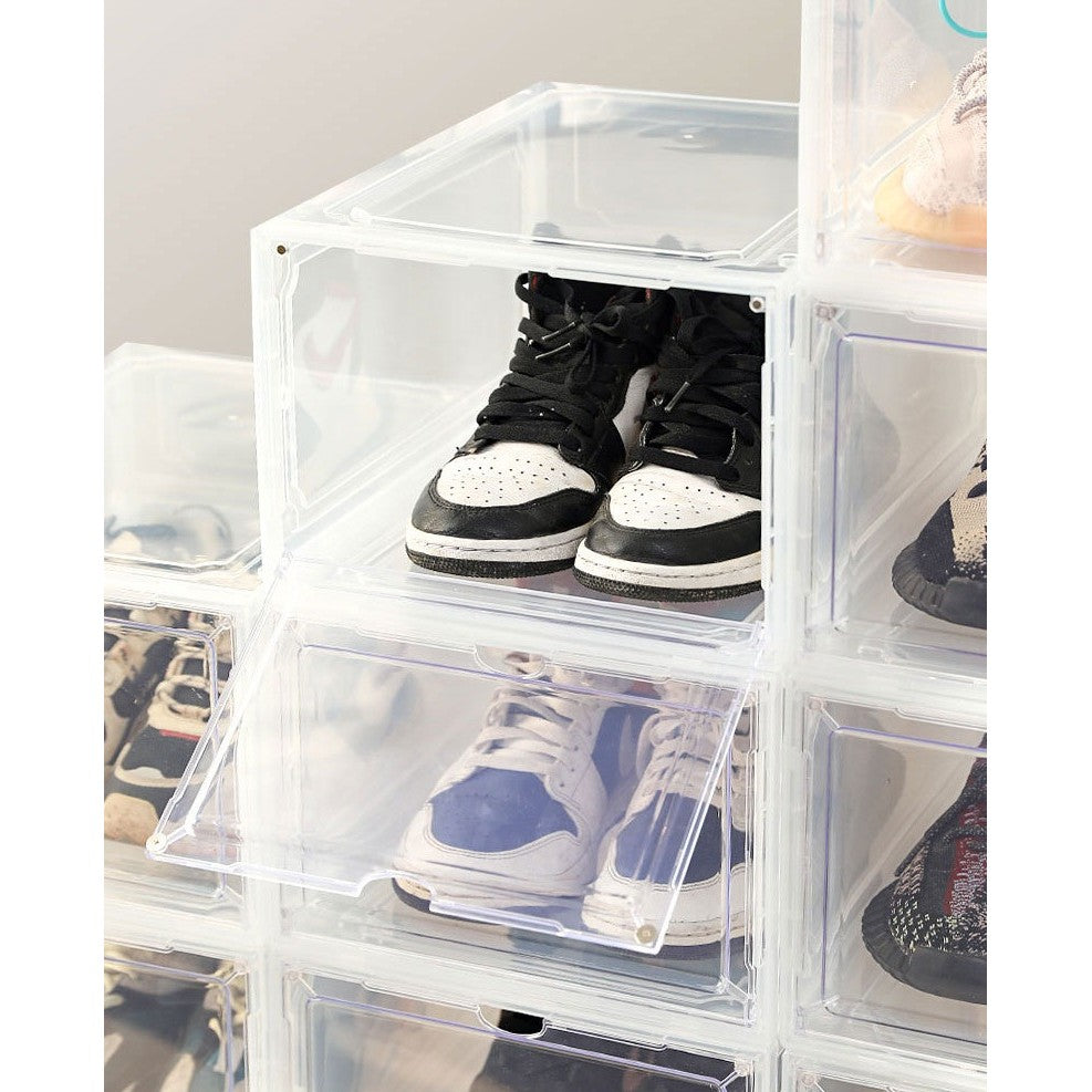 Organizator de Pantofi, Flippy, din PP+ABS, Usa Frontala Magnetica, Rezistenta la Praf, Anti-Oxidare, Utilizare Multipla, 36 x 28 x 21 cm, Transparent-2