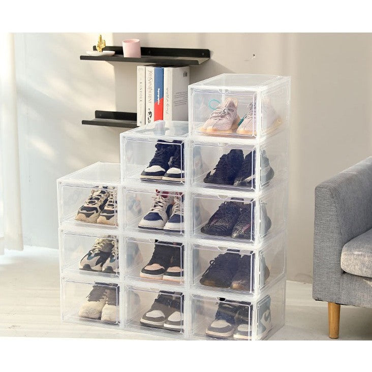 Organizator de Pantofi, Flippy, din PP+ABS, Usa Frontala Magnetica, Rezistenta la Praf, Anti-Oxidare, Utilizare Multipla, 36 x 28 x 21 cm, Transparent-5
