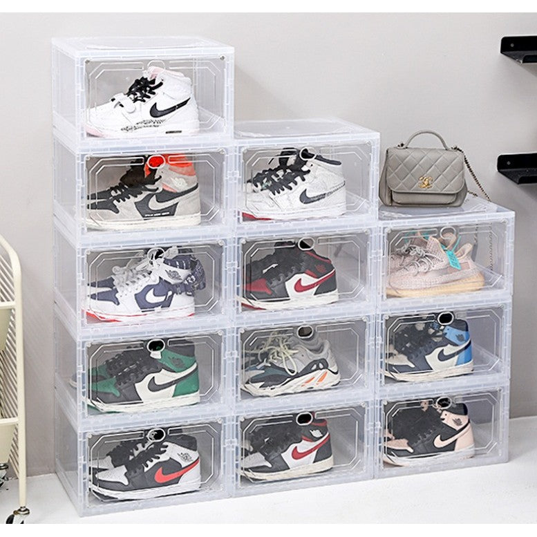 Organizator de Pantofi, Flippy, din PP+ABS, Usa Laterala Magnetica, Rezistenta la Praf, Anti-Oxidare, Utilizare Multipla, 36 x 28 x 21 cm, Transparent-2