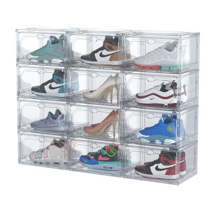 Organizator de Pantofi, Flippy, din PP+ABS, Usa Laterala Magnetica, Rezistenta la Praf, Anti-Oxidare, Utilizare Multipla, 36 x 28 x 21 cm, Transparent-3