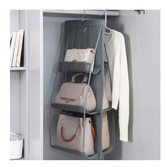 Organizator Genti 6 Compartimente Flippy, Suspendabil, 85 x 36 cm, gri-1