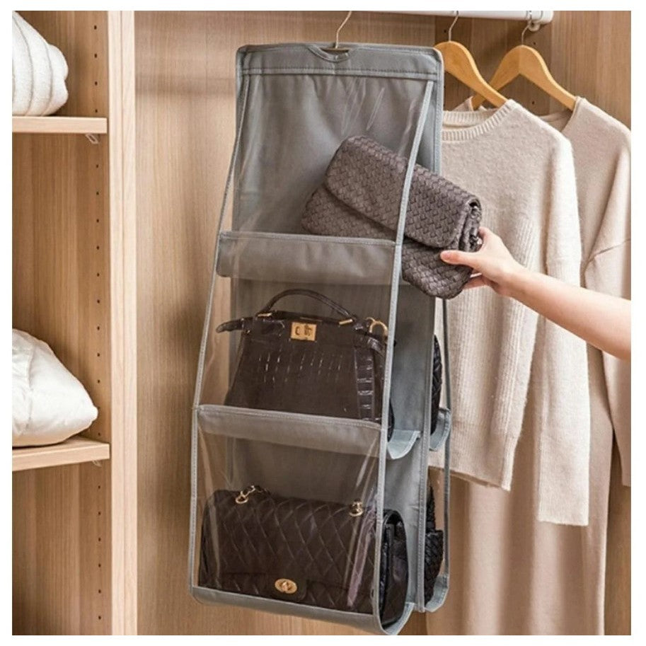 Organizator Genti 6 Compartimente Flippy, Suspendabil, 85 x 36 cm, gri-0