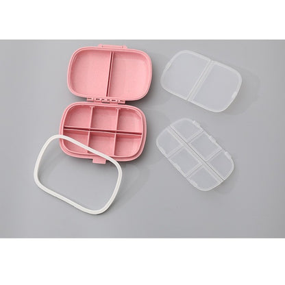 Organizator medicamente, Plastic, 8 compartimente, 0.1 L, Roz, Flippy, 11 x 7 cm-2