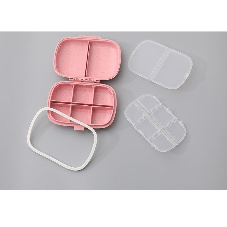 Organizator medicamente, Plastic, 8 compartimente, 0.1 L, Roz, Flippy, 11 x 7 cm-2
