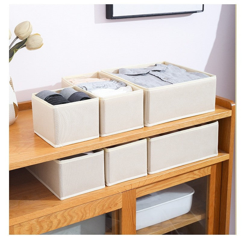 Organizator pentru Sertar, Flippy, 3 Marimi, pentru Lenjerie, Tricouri, Sosete, 6 Piese, Pliabil, Stivuibil, din Tesatura, Alb-8
