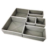 Organizator pentru Sertar, Flippy, 3 Marimi, pentru Lenjerie, Tricouri, Sosete, 6 Piese, Pliabil, Stivuibil, din Tesatura, Gri/Alb-0