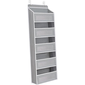 Organizator Suspendat pentru Usi, Flippy, din Nailon si Plasa, Baza de Carton Ingrosat, 5 Buzunare Principale + 5 Buzunare Laterale, 146 x 40 x 17 cm, 2 Carlige Incluse, Gri-0