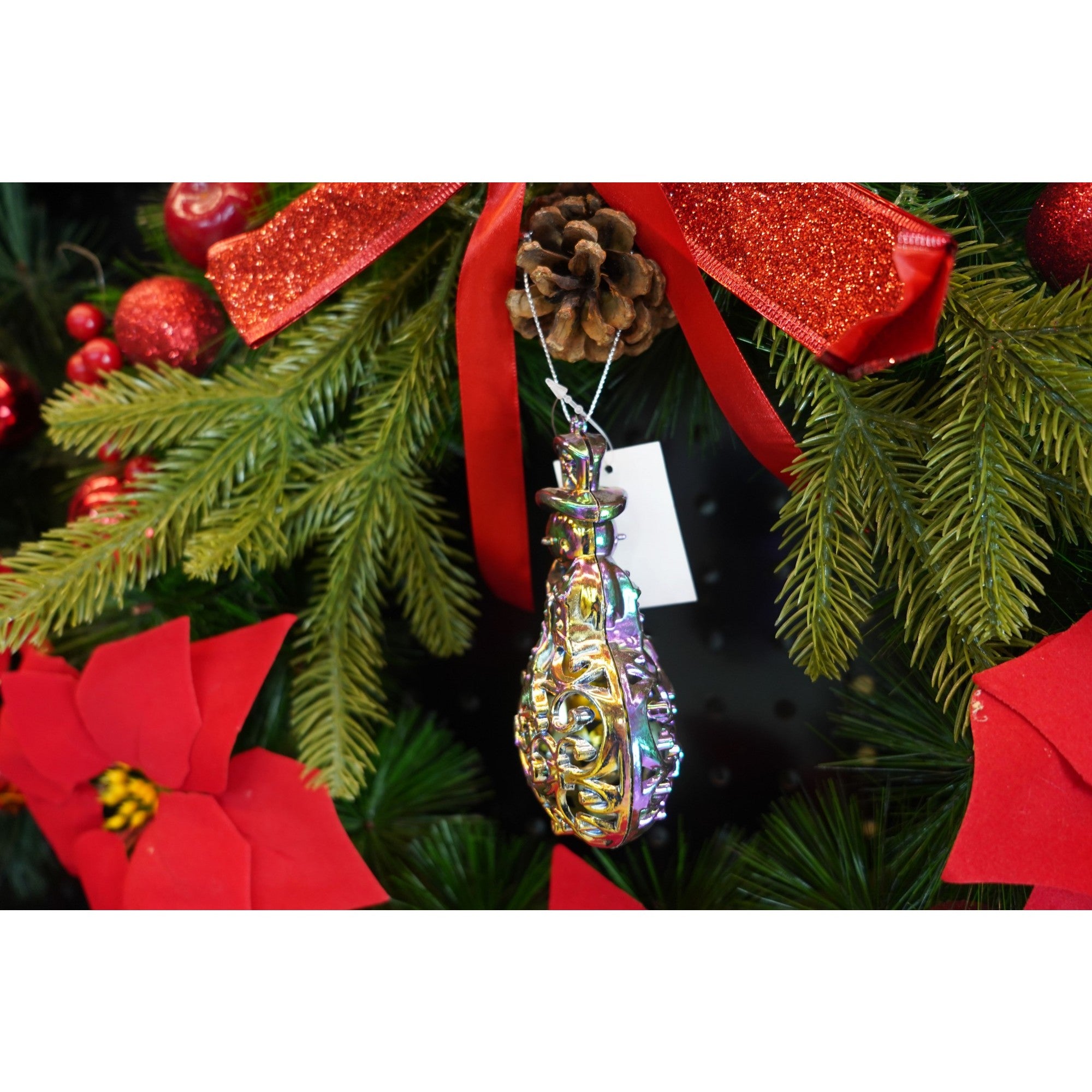 Ornament brad de Craciun, Iridescent, in forma de Om de zapada, 8 cm x 13 cm, Plastic, Flippy-2