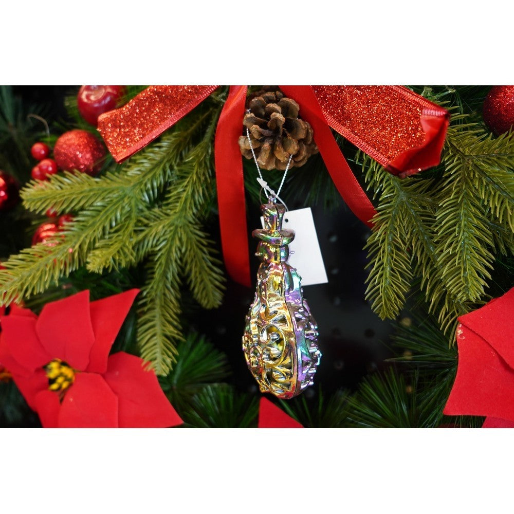 Ornament brad de Craciun, Iridescent, in forma de Om de zapada, 8 cm x 13 cm, Plastic, Flippy-7