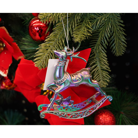 Ornament brad de Craciun, Iridescent, in forma de Ren, 11 cm x 11 cm, Plastic, Flippy-1
