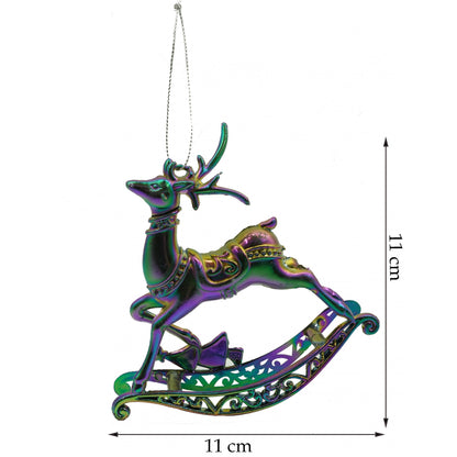 Ornament brad de Craciun, Iridescent, in forma de Ren, 11 cm x 11 cm, Plastic, Flippy-5