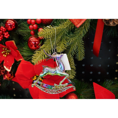 Ornament brad de Craciun, Iridescent, in forma de Ren, 11 cm x 11 cm, Plastic, Flippy-7