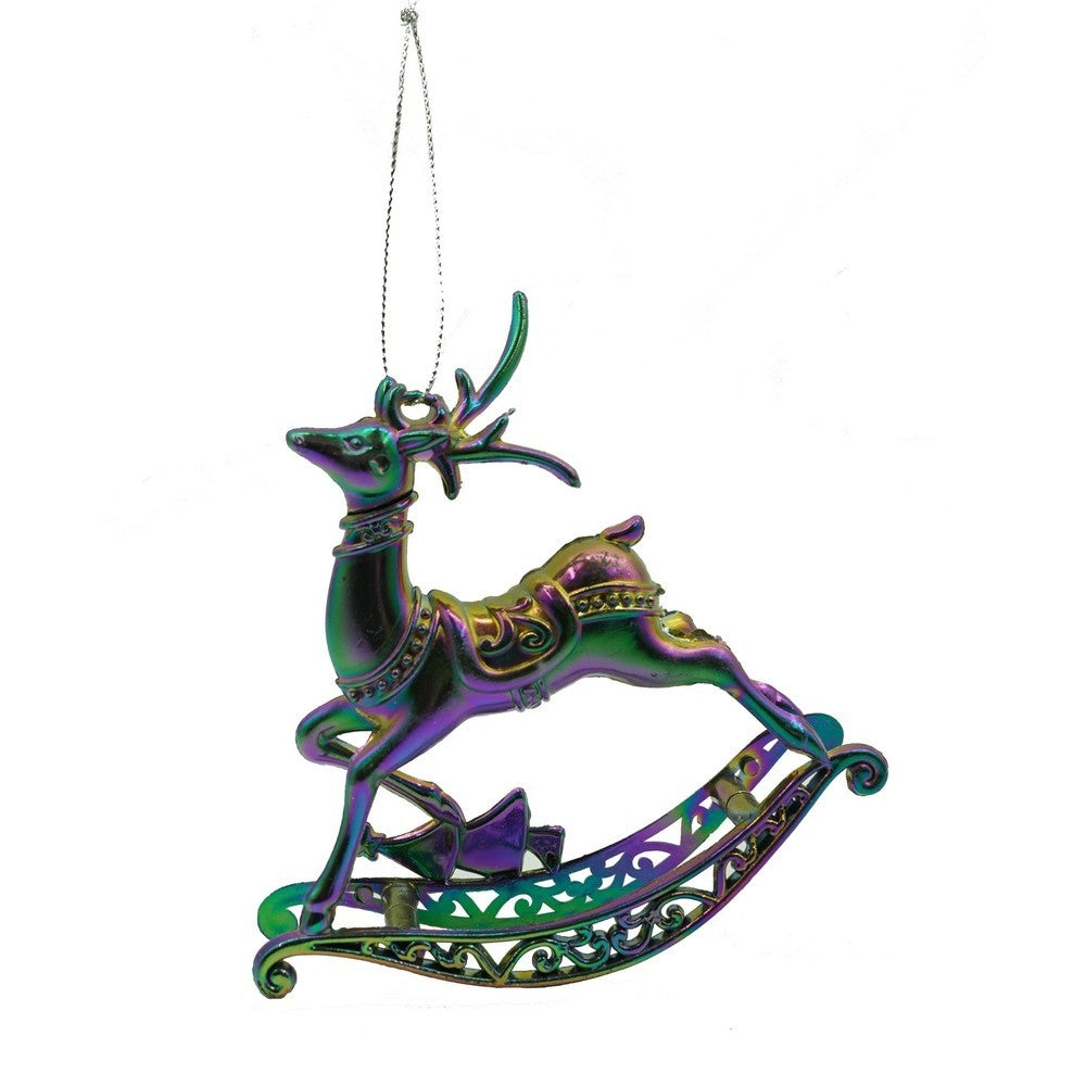 Ornament brad de Craciun, Iridescent, in forma de Ren, 11 cm x 11 cm, Plastic, Flippy-0