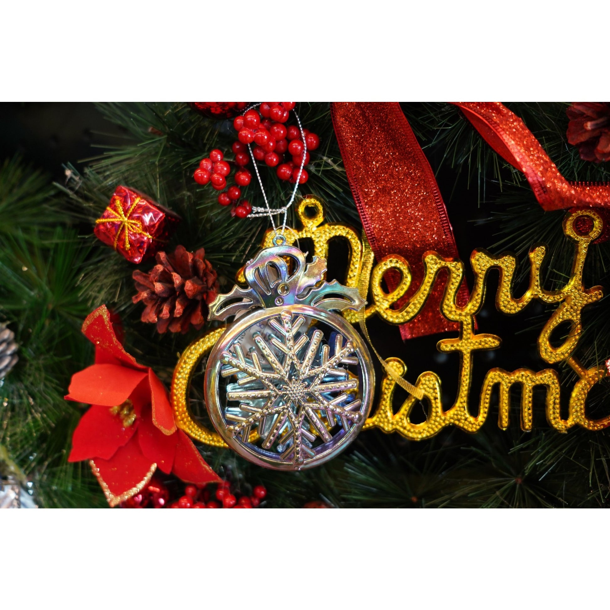 Ornament brad de Craciun, Iridescent, Rotund, 8 cm x 11 cm, Plastic, Flippy-2