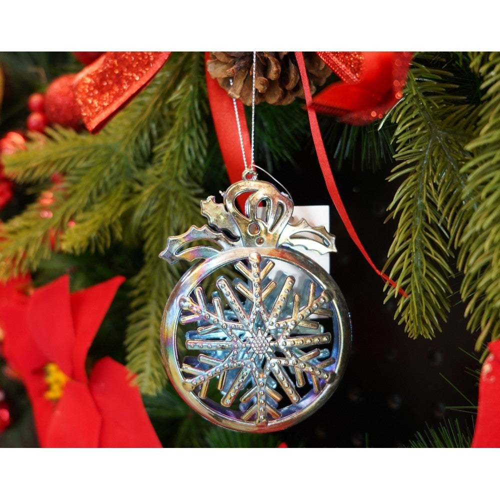 Ornament brad de Craciun, Iridescent, Rotund, 8 cm x 11 cm, Plastic, Flippy-6