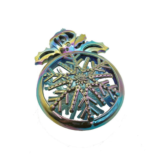 Ornament brad de Craciun, Iridescent, Rotund, 8 cm x 11 cm, Plastic, Flippy-0