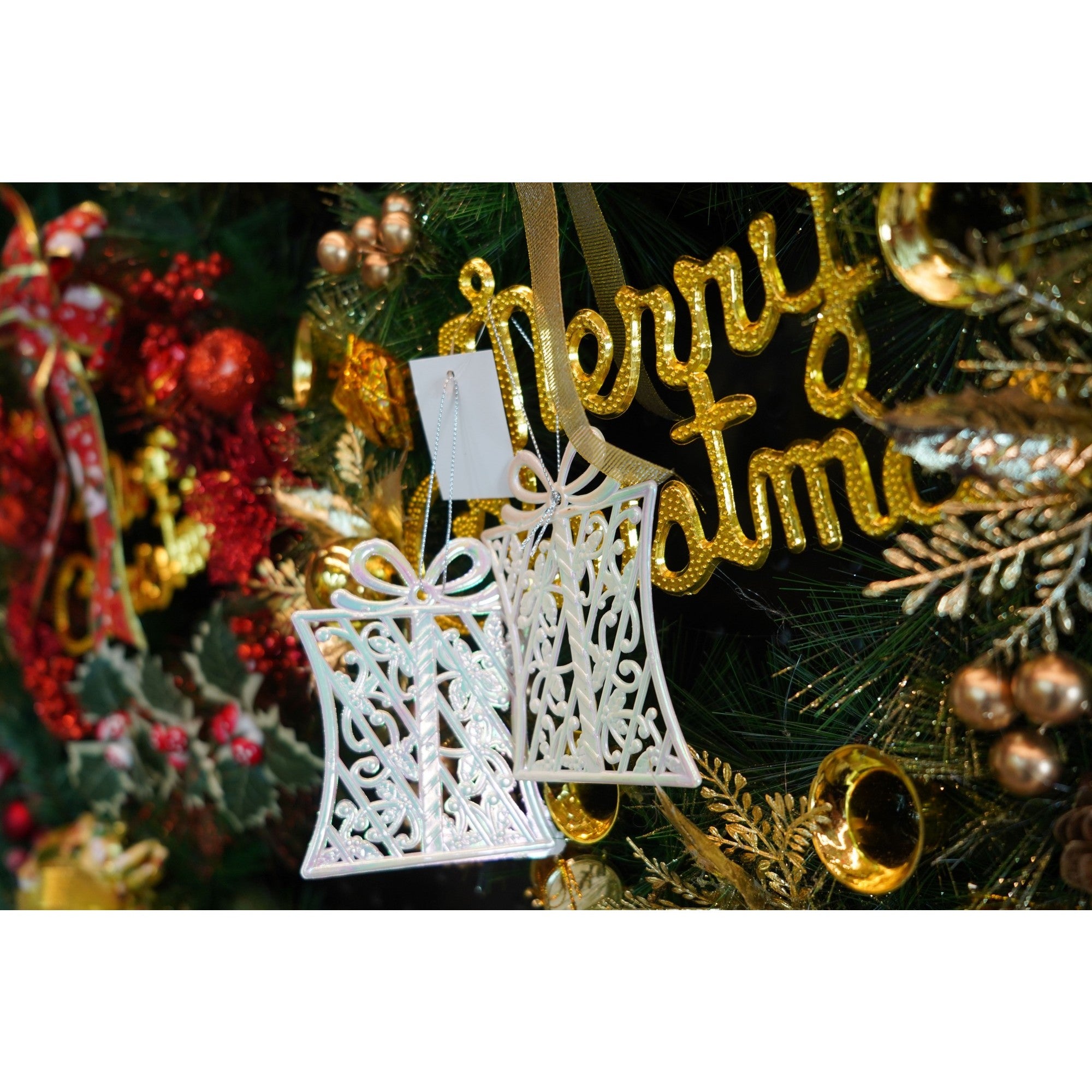 Ornament brad de Craciun, Perlat, in forma de Cadou, 9 cm x 11 cm, Plastic, Flippy-2