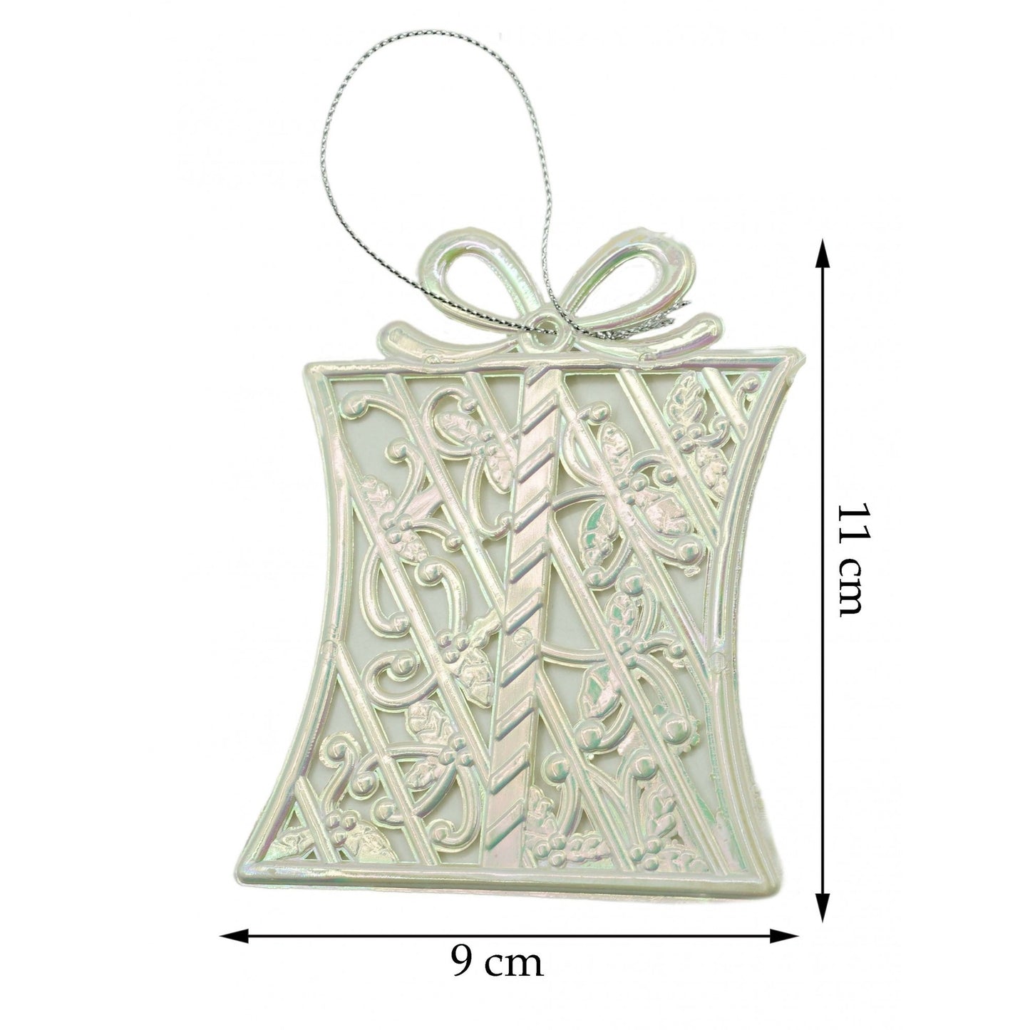 Ornament brad de Craciun, Perlat, in forma de Cadou, 9 cm x 11 cm, Plastic, Flippy-5