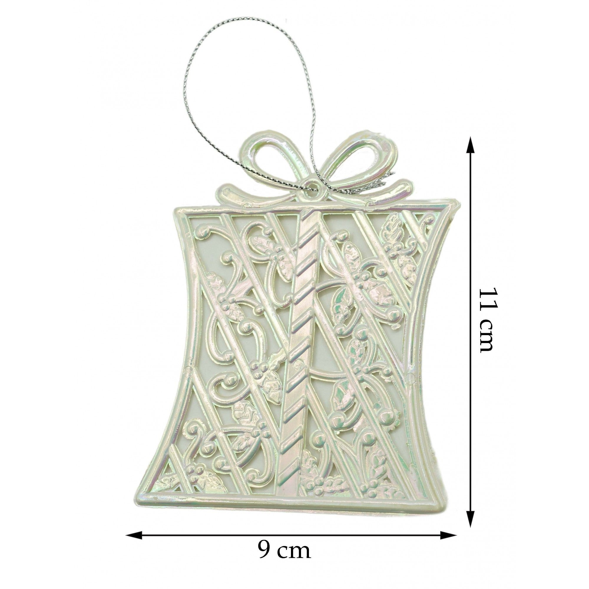 Ornament brad de Craciun, Perlat, in forma de Cadou, 9 cm x 11 cm, Plastic, Flippy-5