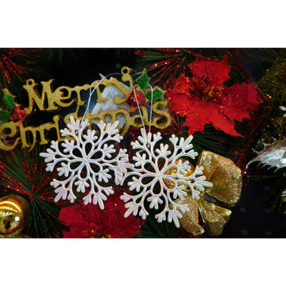 Ornament brad de Craciun, Perlat, in forma de Fulg de nea, 10 cm x 10 cm, Plastic, Flippy-2