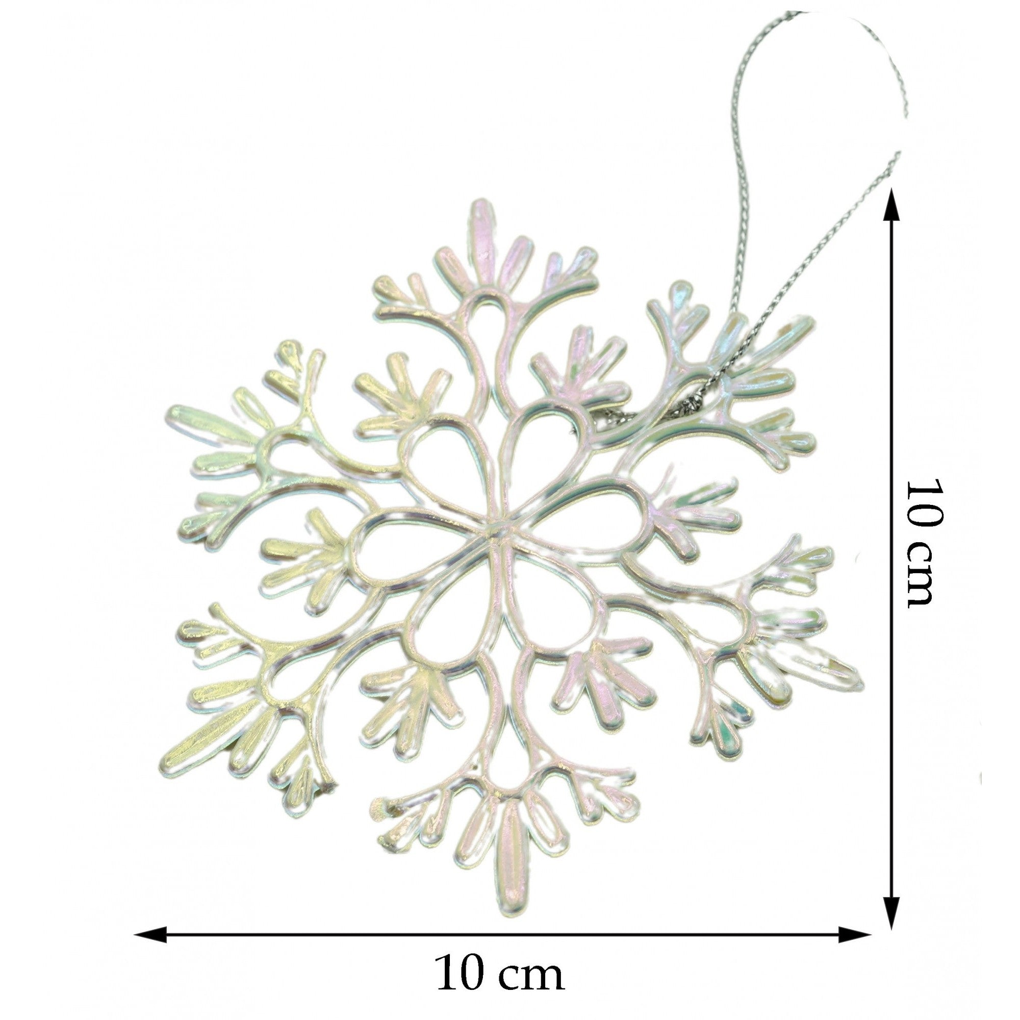 Ornament brad de Craciun, Perlat, in forma de Fulg de nea, 10 cm x 10 cm, Plastic, Flippy-5