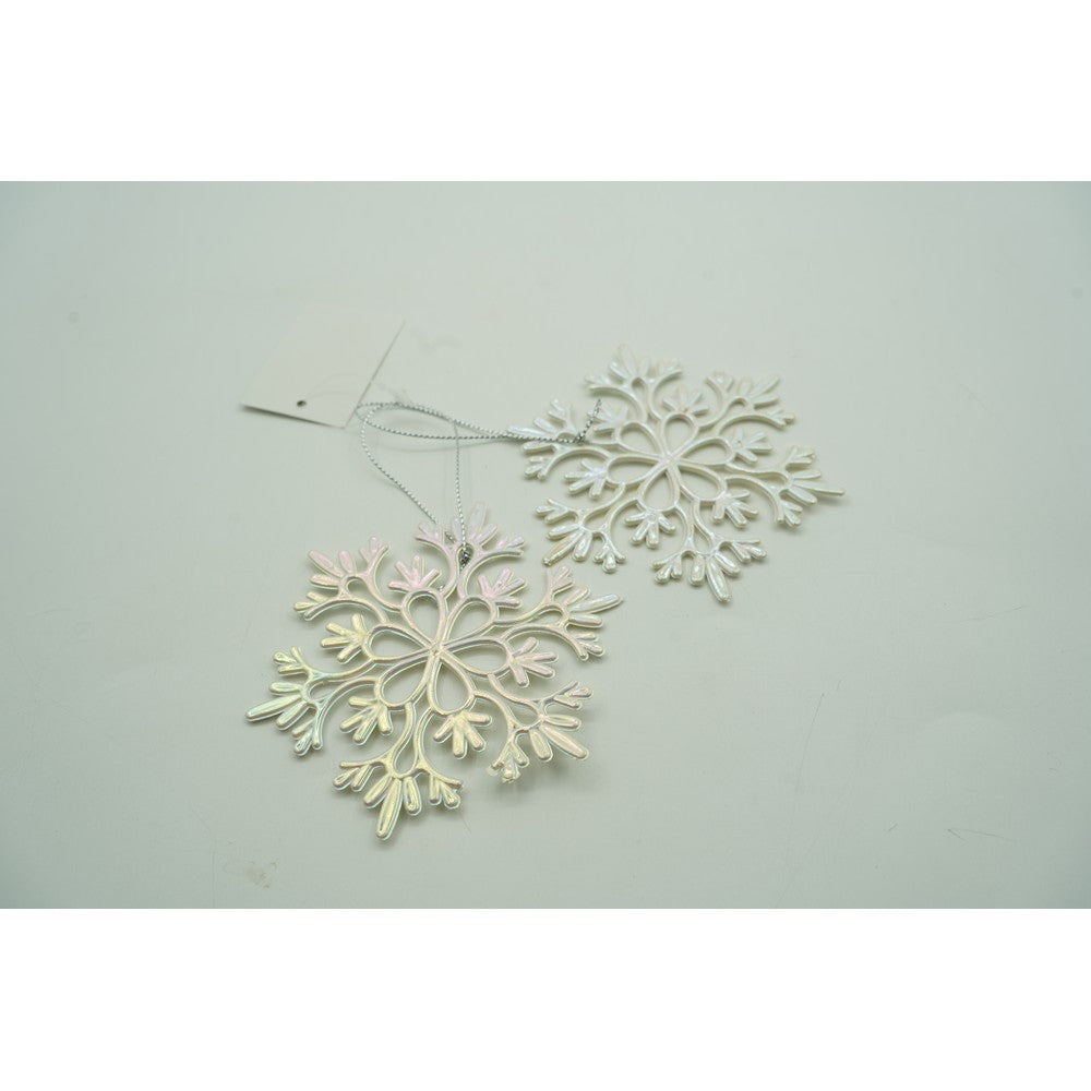 Ornament brad de Craciun, Perlat, in forma de Fulg de nea, 10 cm x 10 cm, Plastic, Flippy-9