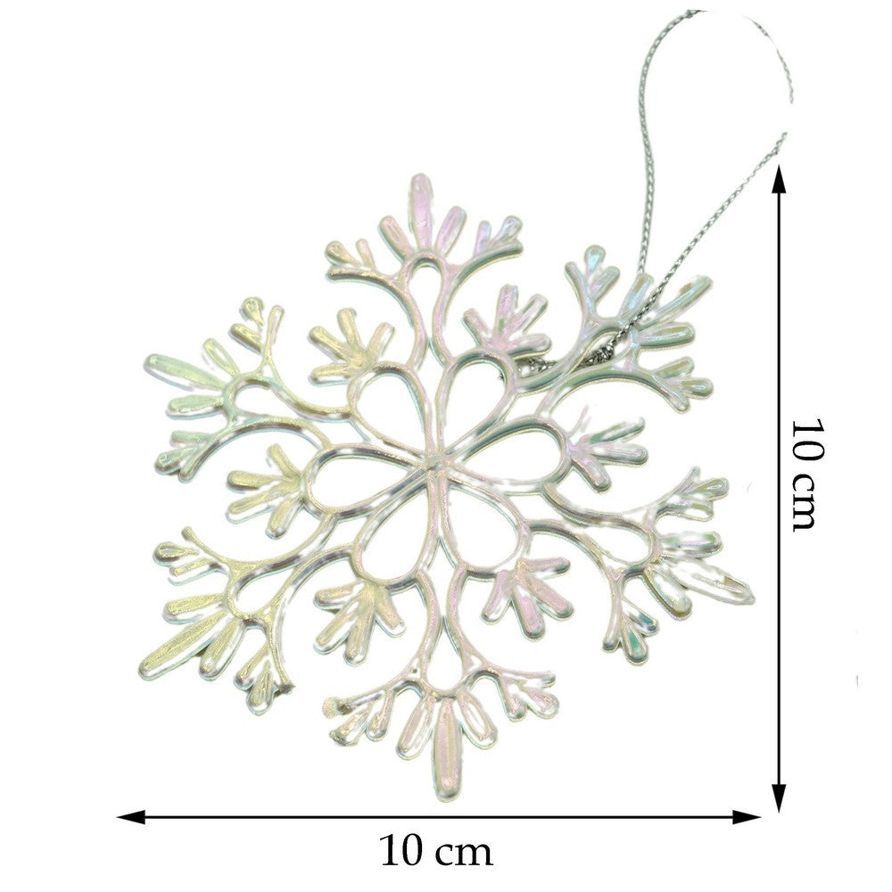Ornament brad de Craciun, Perlat, in forma de Fulg de nea, 10 cm x 10 cm, Plastic, Flippy-10