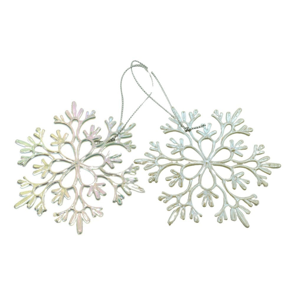 Ornament brad de Craciun, Perlat, in forma de Fulg de nea, 10 cm x 10 cm, Plastic, Flippy-0