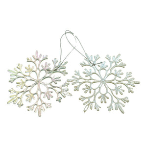 Ornament brad de Craciun, Perlat, in forma de Fulg de nea, 10 cm x 10 cm, Plastic, Flippy-0