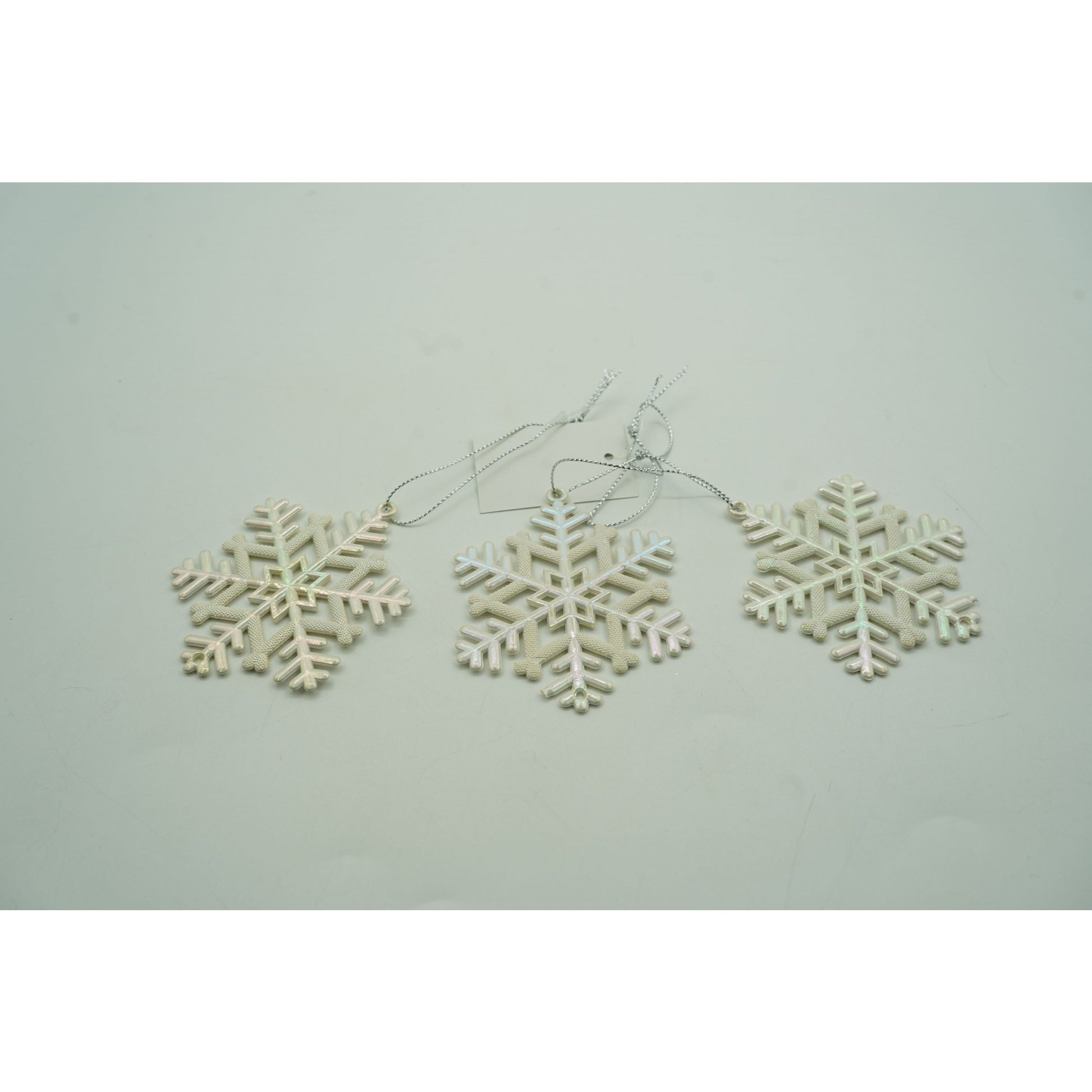 Ornament brad de Craciun, Perlat, in forma de Fulg de nea, 8 cm x 8 cm, Plastic, Flippy-4