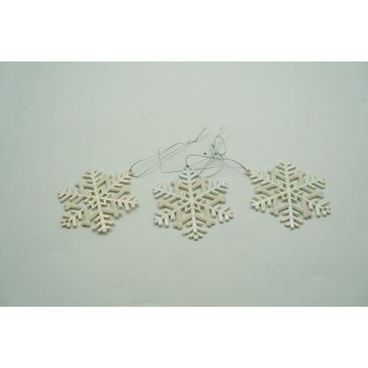 Ornament brad de Craciun, Perlat, in forma de Fulg de nea, 8 cm x 8 cm, Plastic, Flippy-4