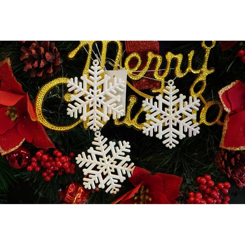 Ornament brad de Craciun, Perlat, in forma de Fulg de nea, 8 cm x 8 cm, Plastic, Flippy-6