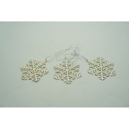 Ornament brad de Craciun, Perlat, in forma de Fulg de nea, 8 cm x 8 cm, Plastic, Flippy-9