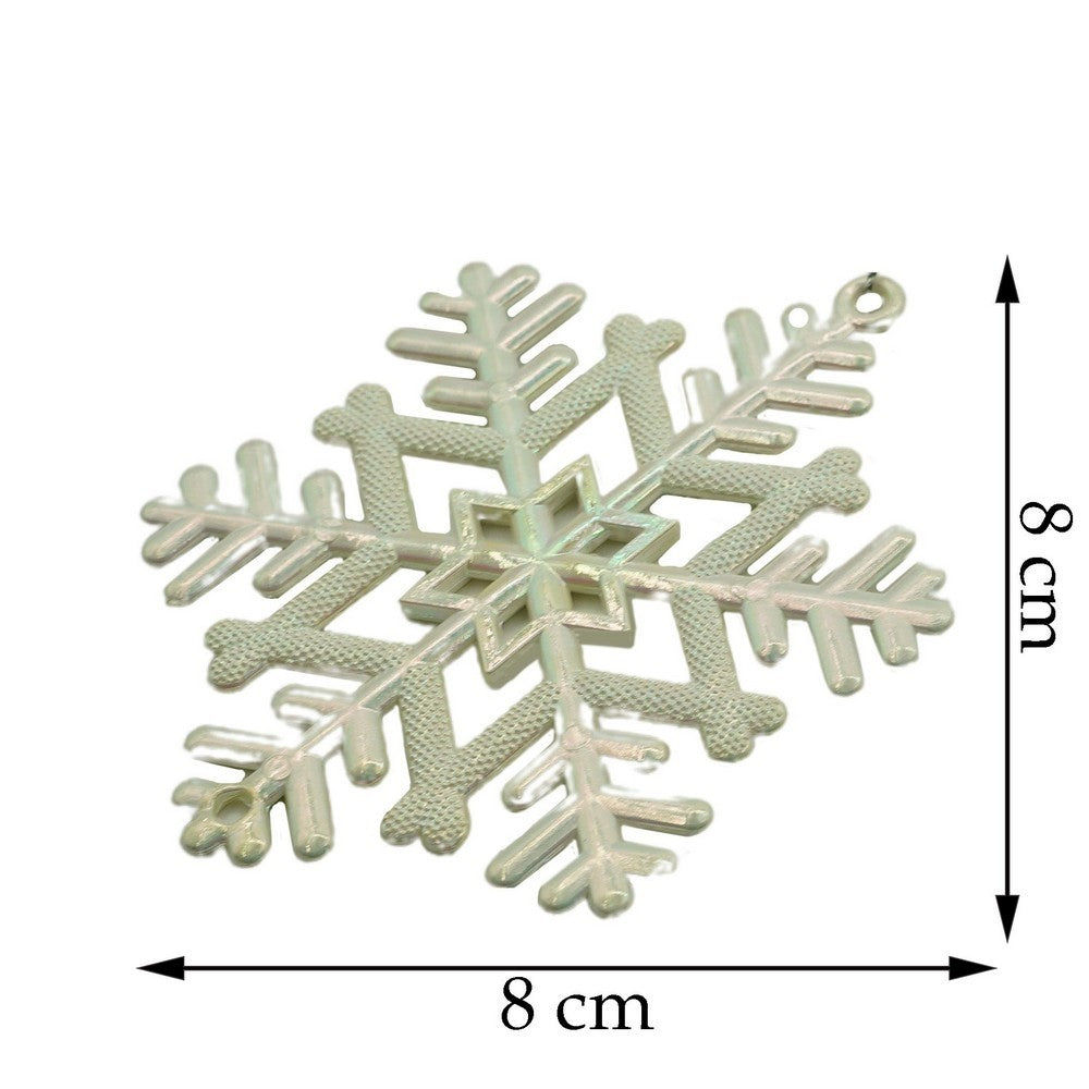 Ornament brad de Craciun, Perlat, in forma de Fulg de nea, 8 cm x 8 cm, Plastic, Flippy-10