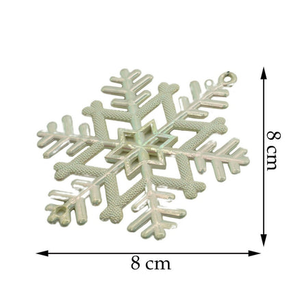 Ornament brad de Craciun, Perlat, in forma de Fulg de nea, 8 cm x 8 cm, Plastic, Flippy-10