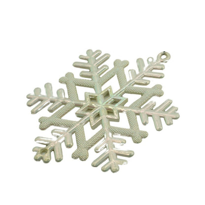 Ornament brad de Craciun, Perlat, in forma de Fulg de nea, 8 cm x 8 cm, Plastic, Flippy-0