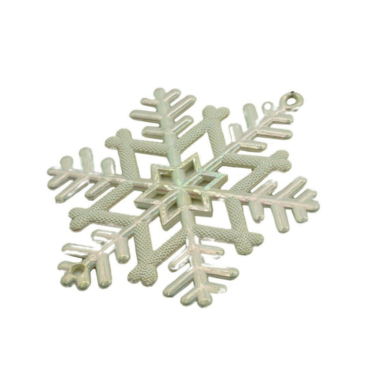 Ornament brad de Craciun, Perlat, in forma de Fulg de nea, 8 cm x 8 cm, Plastic, Flippy-0